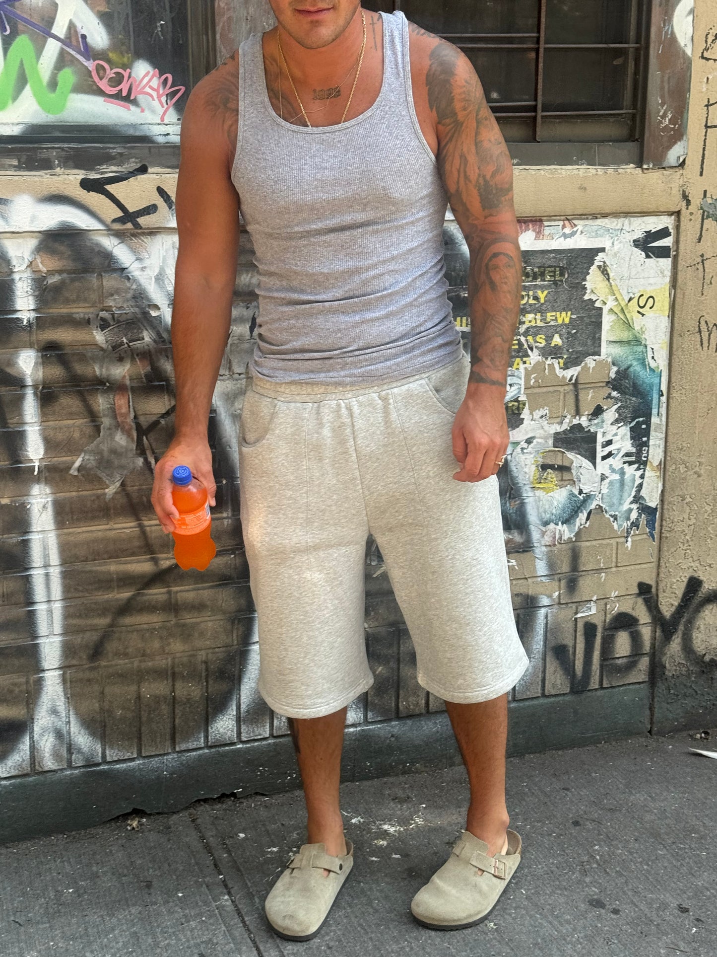 Heather Gray Baggy Sweat Shorts