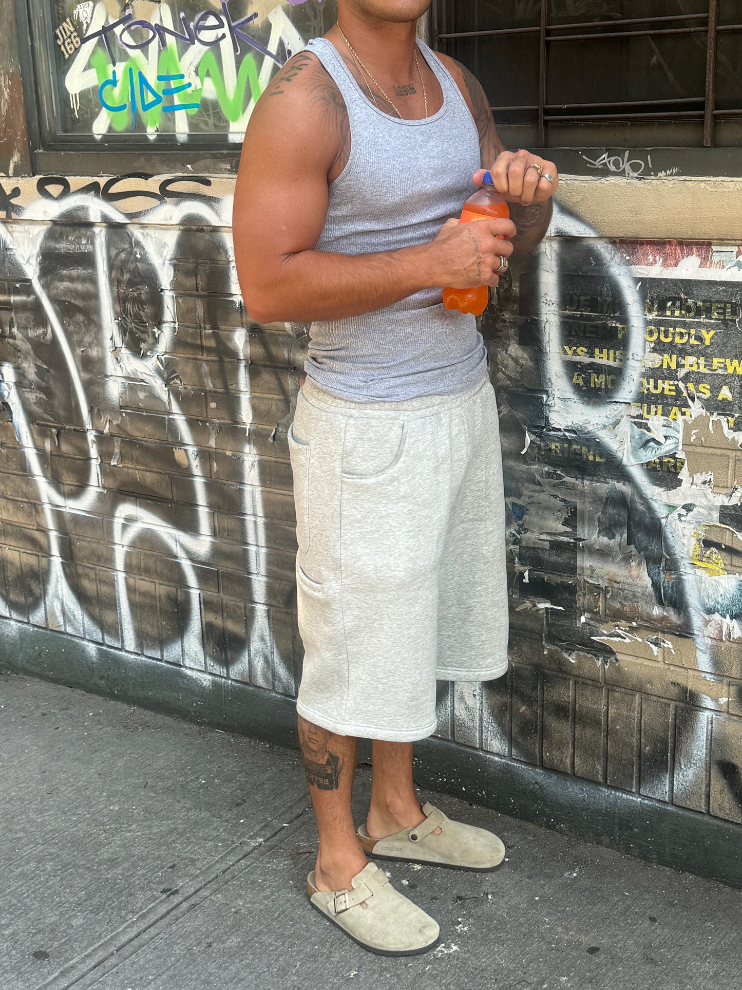 Heather Gray Baggy Sweat Shorts