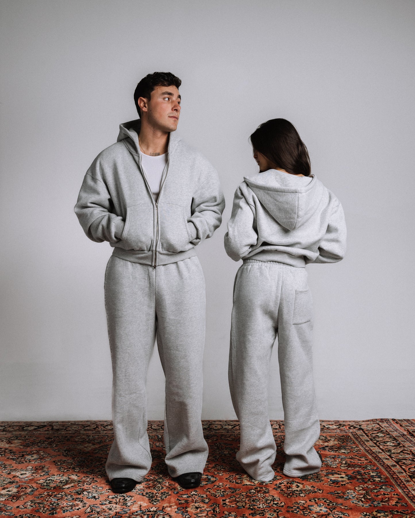 Heather Gray Crop Zip Up Hoodie