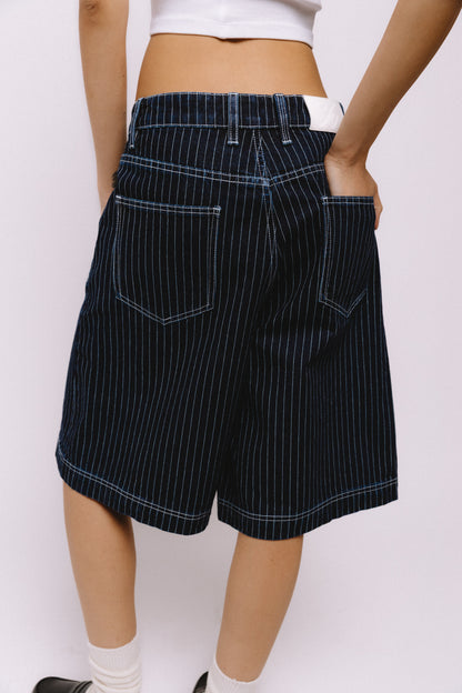 Pinstripe Denim Shorts