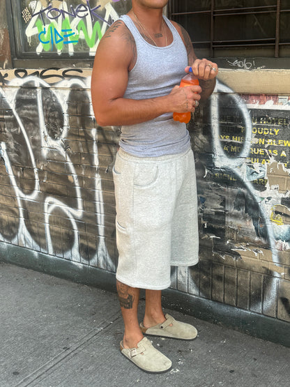 Heather Gray Baggy Sweat Shorts