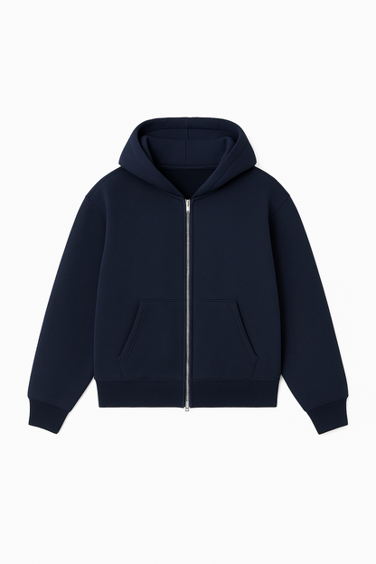 Navy Crop Zip Up