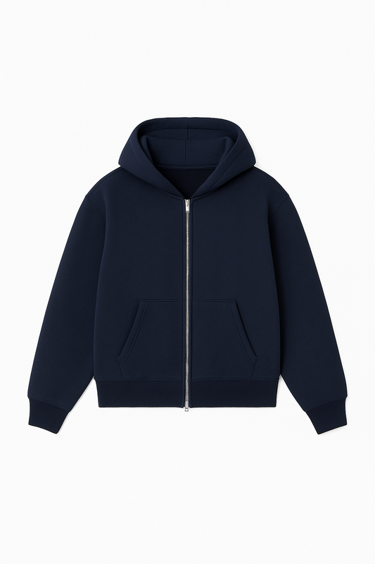 Navy Crop Zip Up