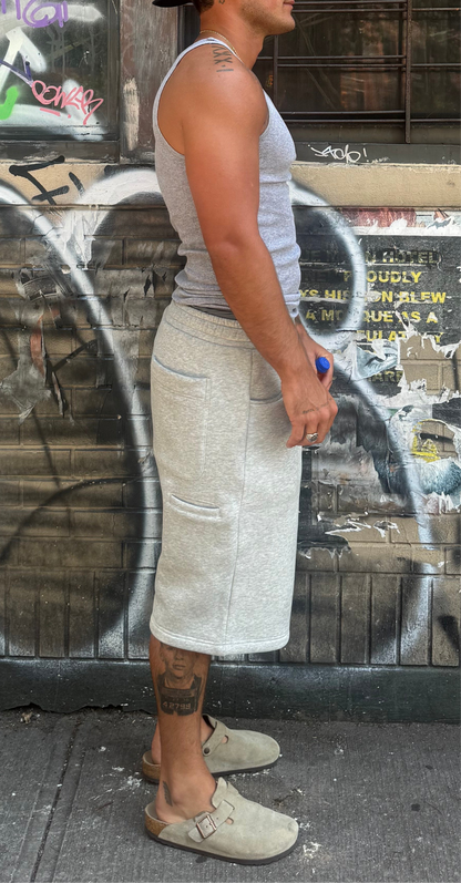 Heather Gray Baggy Sweat Shorts