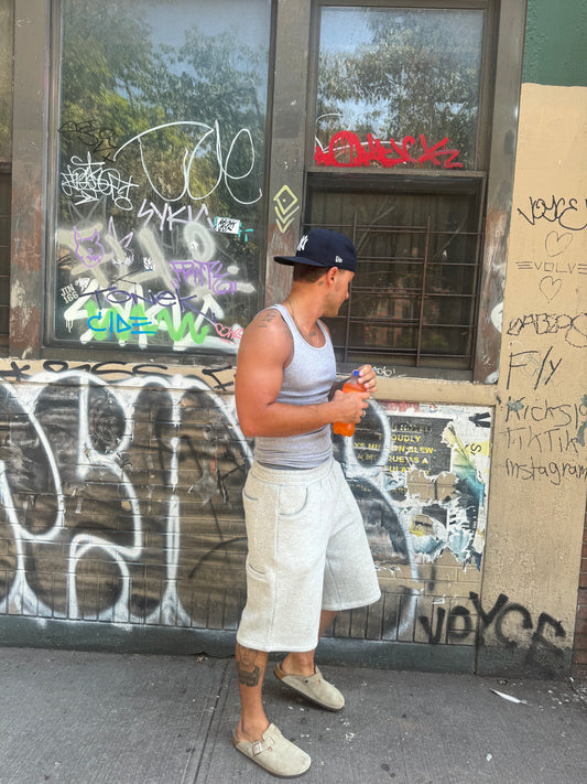 Heather Gray Baggy Sweat Shorts
